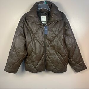 Abercrombie and Fitch Vegan Leather Puffer Quilted Jacket